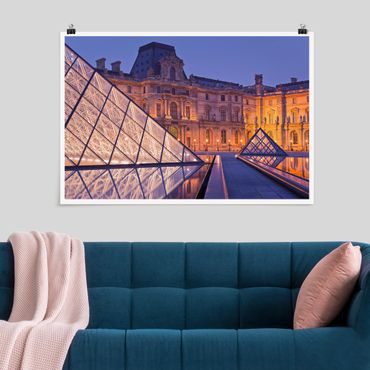 Plakat - Louvre Paryż nocą