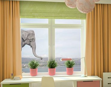 Naklejka na okno - Słoń