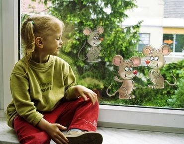 Naklejka na okno - Zestaw myszy