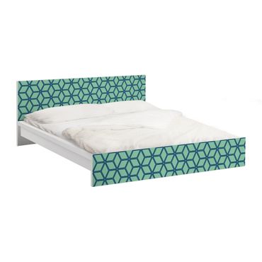 Okleina meblowa IKEA - Malm łóżko 180x200cm - Wzór kostki zielony
