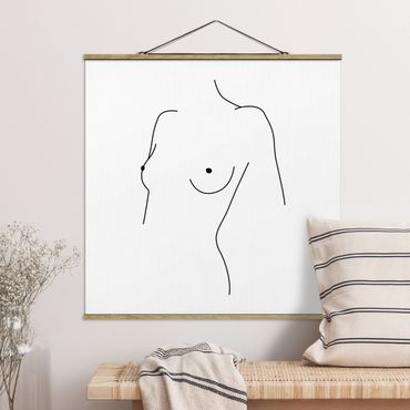 Plakat z wieszakiem - Line Art Nagi biust kobiety czarno-biały