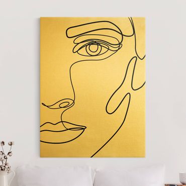 Złoty obraz na płótnie - Linia Art portret kobiety czarno-biały