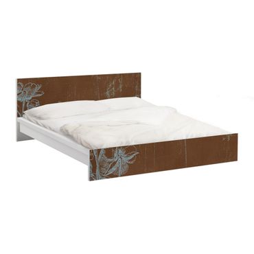 Okleina meblowa IKEA - Malm łóżko 160x200cm - Szkic niebieskiego kwiatu