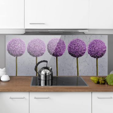 Panel szklany do kuchni - Kwiaty kuliste Allium