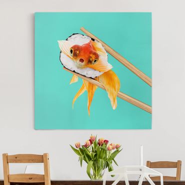 Obraz na płótnie - Sushi z złotą rybką