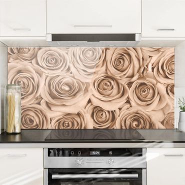 Panel szklany do kuchni - Róże w stylu vintage