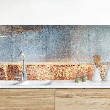 Panel ścienny do kuchni - Abstrakcyjny brzeg jeziora w kolorze złotym