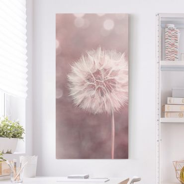 Obraz na płótnie - dandelion bokeh różowy