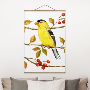 Plakat z wieszakiem - Ptaki i jagody - Złotogłów