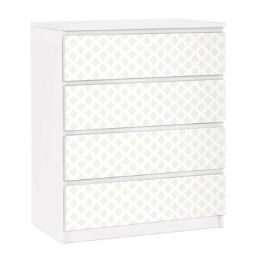 Okleina meblowa IKEA - Malm komoda, 4 szuflady - Rhombic lattice jasnobeżowy