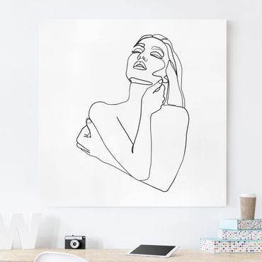 Obraz na płótnie - Line Art Kobieta górna część ciała czarno-biały