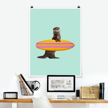 Plakat - Otter z deską surfingową