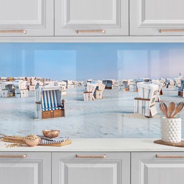 Panel ścienny do kuchni - Krzesła plażowe nad Morzem Północnym