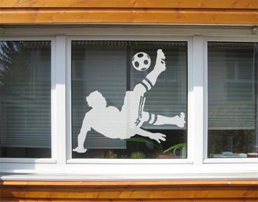 Naklejka na okno - Nr UL6 Piłka nożna - rzut rowerem