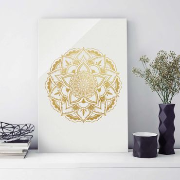 Obraz na szkle - Mandala Ilustracja Ornament z białego złota