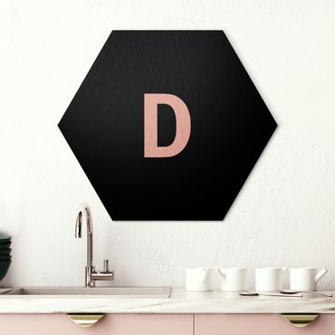 Obraz heksagonalny z Alu-Dibond - Czarna litera D