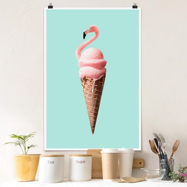 Plakat - Lód z flamingiem