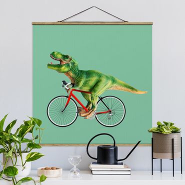 Plakat z wieszakiem - Dinozaur z rowerem