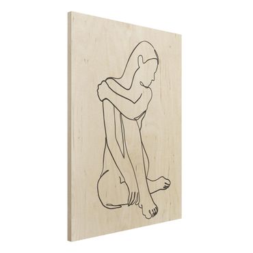 Obraz z drewna - Linia Art Kobieta naga czarno-biały