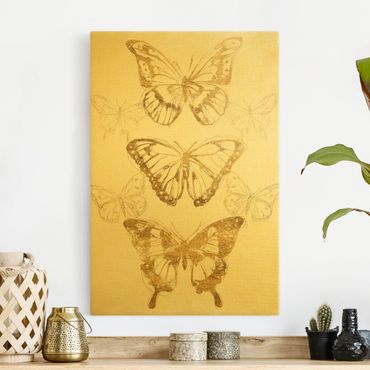 Złoty obraz na płótnie - Kompozycja z motyli w złocie II