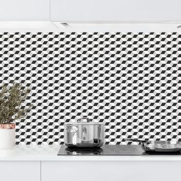 Panel ścienny do kuchni - Płytka geometryczna Mix Cube Czarna