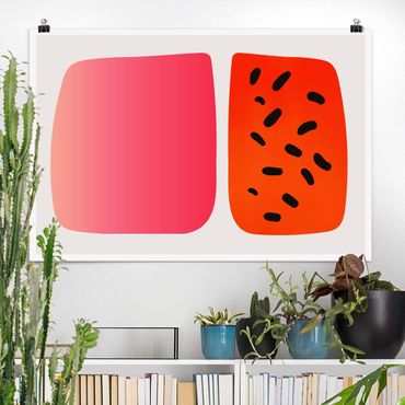 Plakat - Abstrakcyjne kształty - Melon i róż