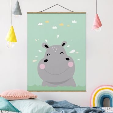 Plakat z wieszakiem - Szczęśliwy hipopotam