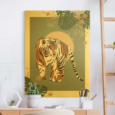 Złoty obraz na płótnie - Zwierzęta safari - Tygrys