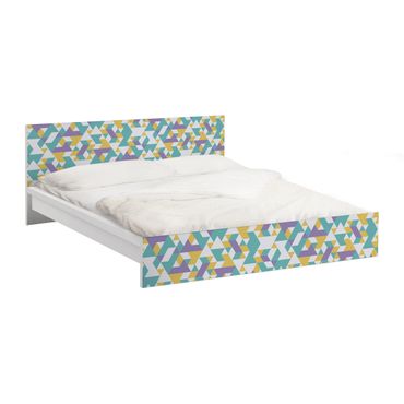 Okleina meblowa IKEA - Malm łóżko 140x200cm - Nr RY33 Trójkąty w kolorze liliowym