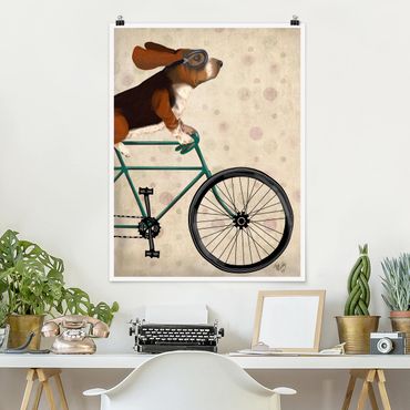 Plakat - Wycieczka rowerowa - Basset na rowerze