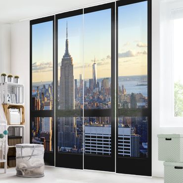 Zasłony panelowe zestaw - Nowy Jork Widok z okna na Empire State Building
