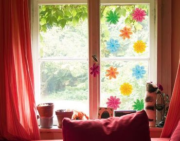 Naklejka na okno - Małe letnie kwiaty
