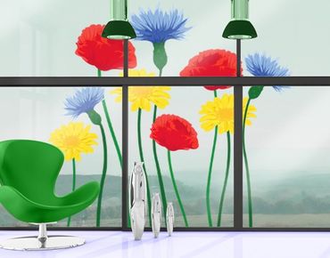 Naklejka na okno - Kwiaty letnie