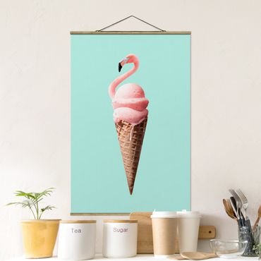 Plakat z wieszakiem - Lód z flamingiem