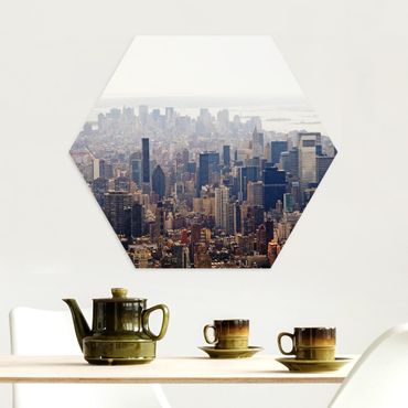 Obraz heksagonalny z Alu-Dibond - Poranek w Nowym Jorku