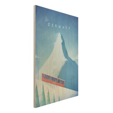 Obraz z drewna - Plakat podróżniczy - Zermatt