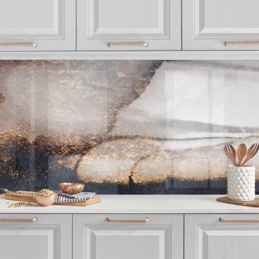 Panel ścienny do kuchni - Złoty marmur malowany