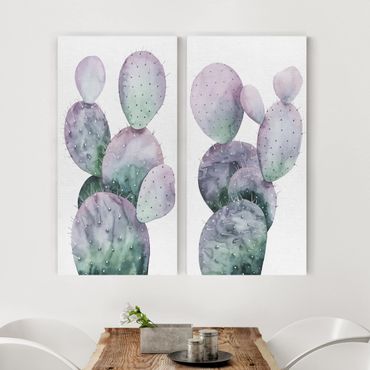 Obraz na płótnie 2-częściowy - Kaktus w purpurze Zestaw I