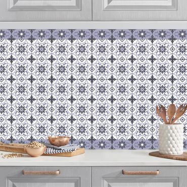 Panel ścienny do kuchni - Płytka geometryczna Mix kwiatów fioletowy