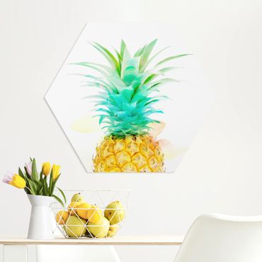 Obraz heksagonalny z Forex - Akwarela ananasowa