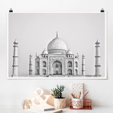 Plakat - Taj Mahal w kolorze szarym