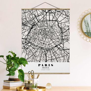 Plakat z wieszakiem - City Map Paris - Klasyczna