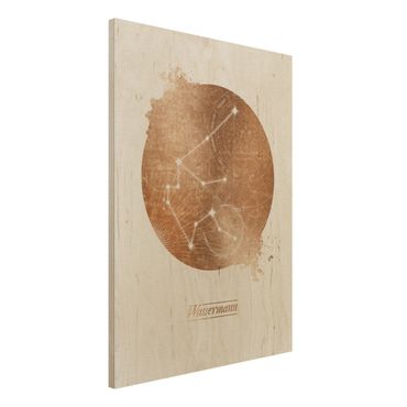 Obraz z drewna - Znak zodiaku Wodnik Złoto