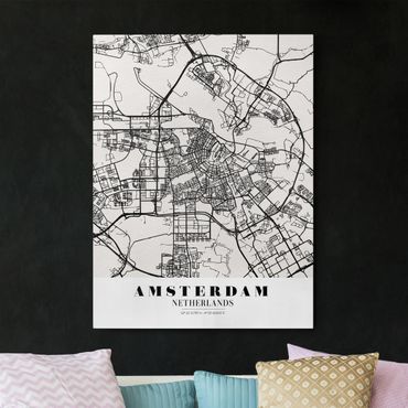 Obraz na płótnie - Mapa miasta Amsterdam - Klasyczna