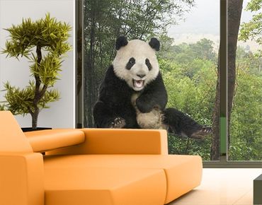 Naklejka na okno - Śmiejąca się panda