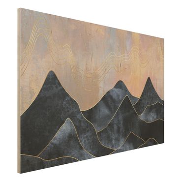 Obraz z drewna - Złoty świt nad górami