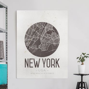 Obraz na płótnie - Mapa miasta Nowy Jork - Retro