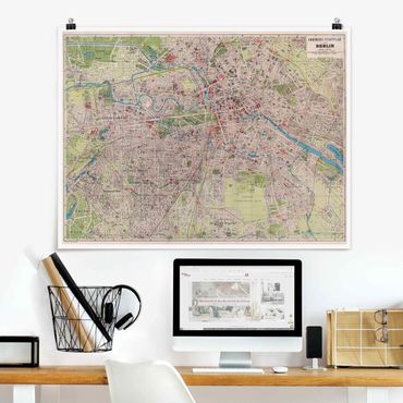 Plakat - Mapa miasta w stylu vintage Berlin