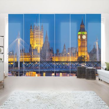 Zasłony panelowe zestaw - Big Ben i Pałac Westminsterski w Londynie nocą