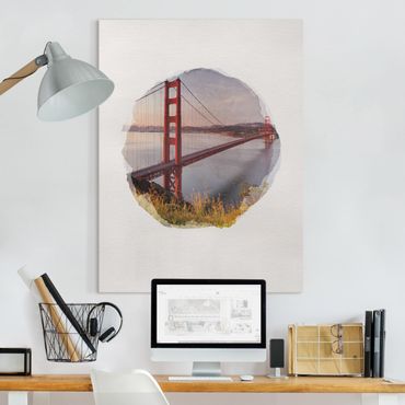Obraz na płótnie - Akwarele - Most Złotoen Gate w San Francisco